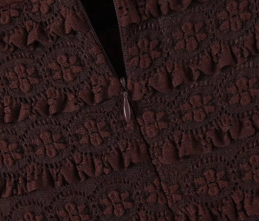 Jenesis Square-Collar Ruffle Dress