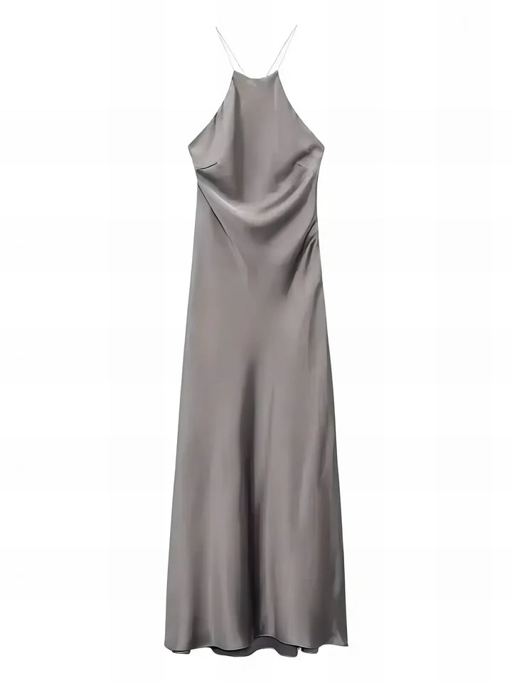 Skyler Halter Satin Maxi Dress
