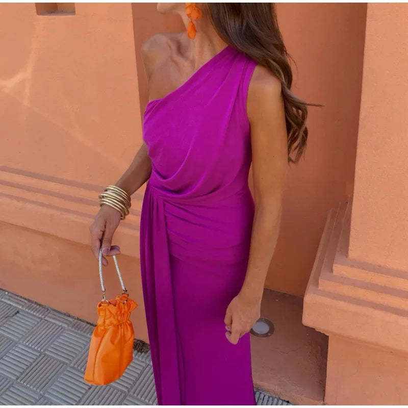 Dallas Slanted Ruffle Dress