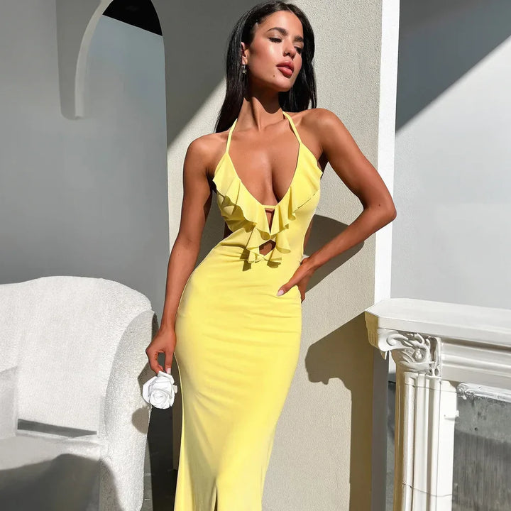 Braelynn Spaghetti-Strap Halter Dress