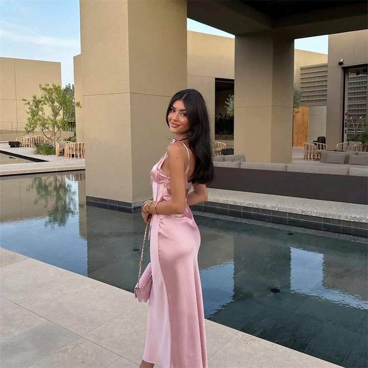 Estelle Satin Cut-Out Dress