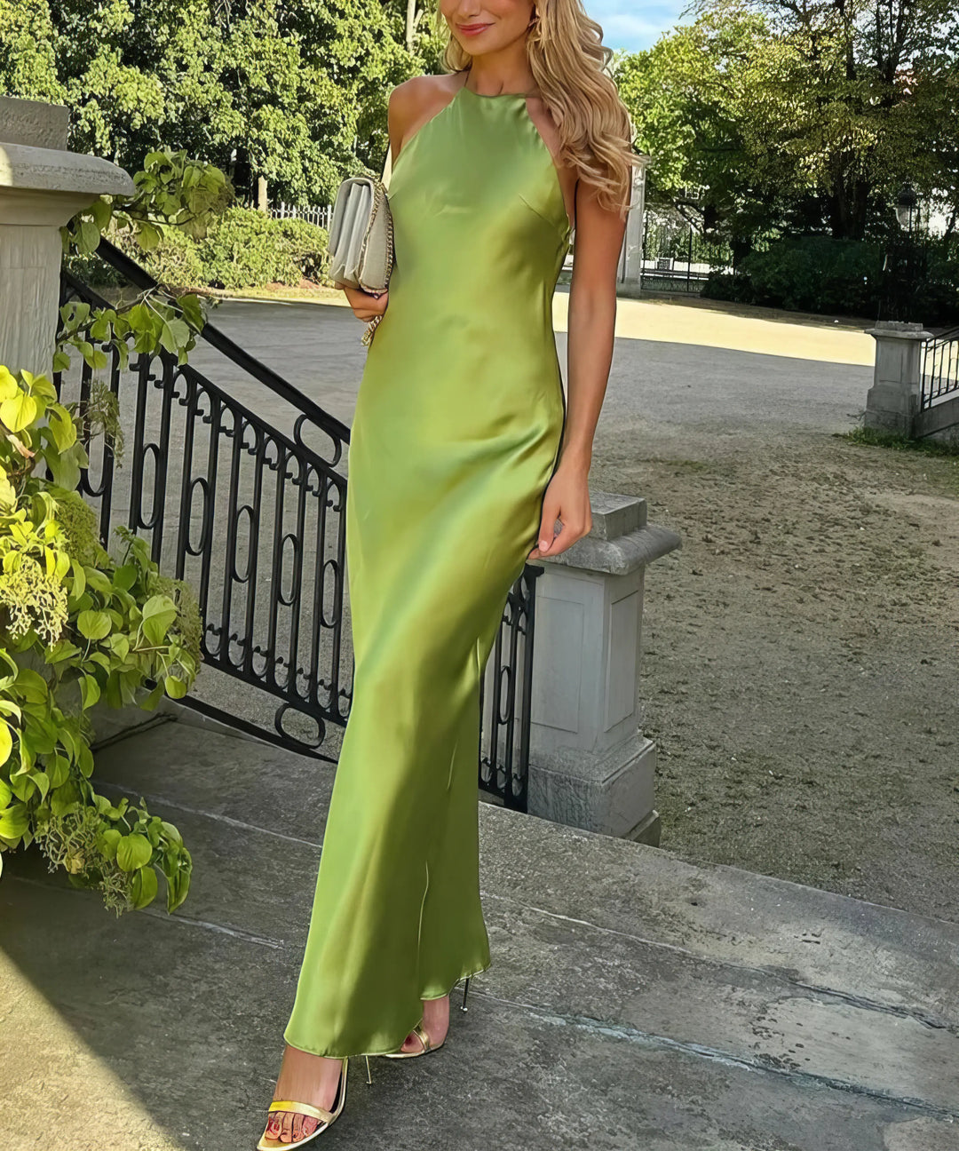 Skyler Halter Satin Maxi Dress