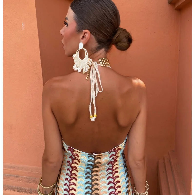 Zahra Backless Halter Maxi Dress