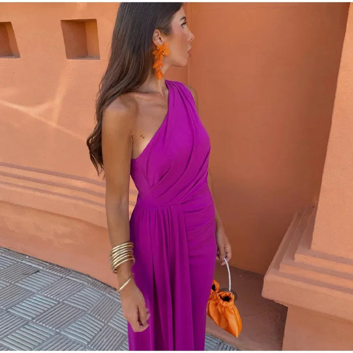 Dallas Slanted Ruffle Dress