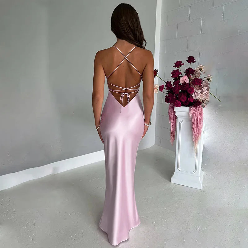 Alena Silk Backless Dress