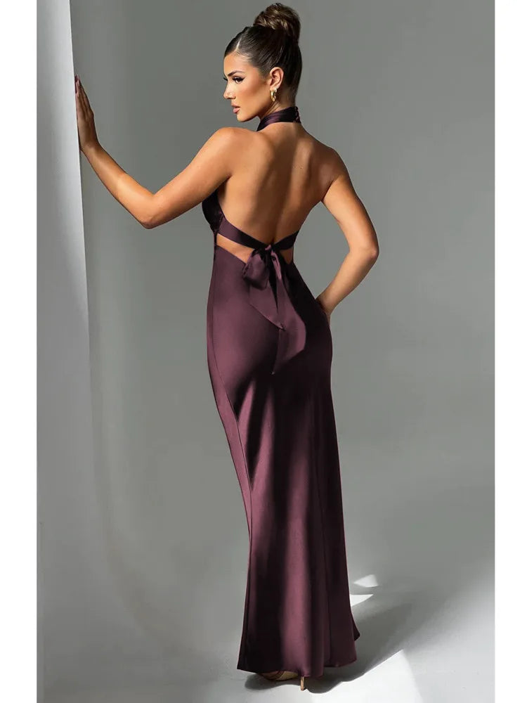 Melany Open-Back Halter Dress