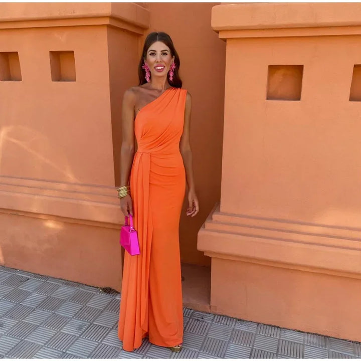 Dallas Slanted Ruffle Dress