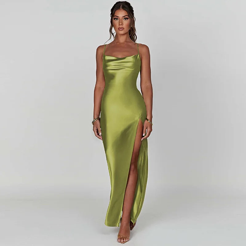 Indie Simple Satin Dress