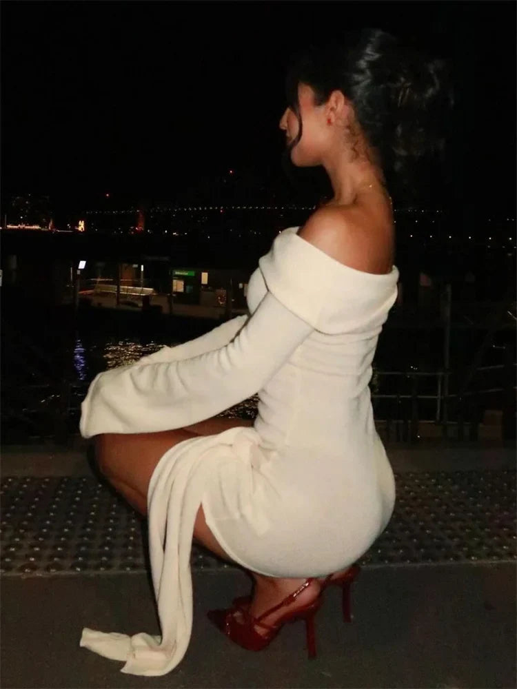 Jovie Long-Sleeve Off-Shoulder Dress