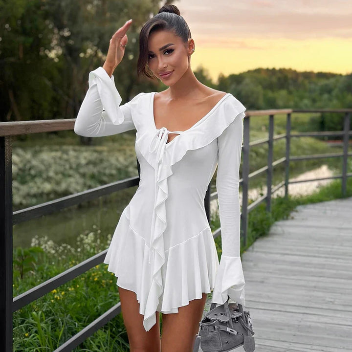 Meredith Long Sleeve Ruffle Dress