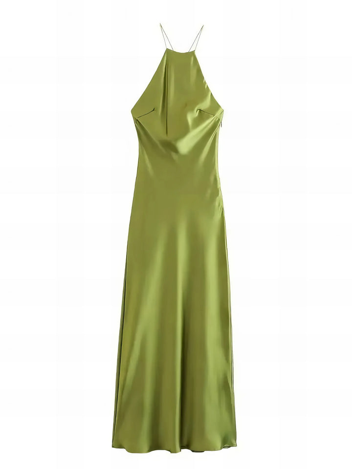 Skyler Halter Satin Maxi Dress