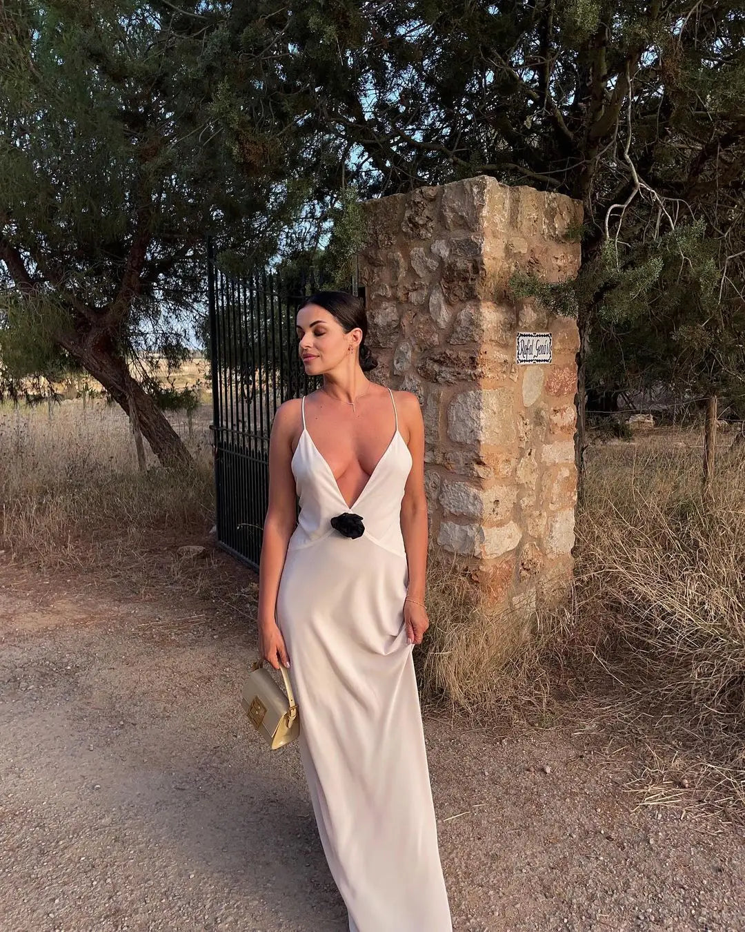 Kenzie Satin V-Neck Dress