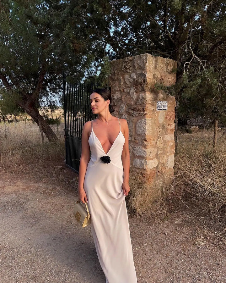 Kenzie Satin V-Neck Dress