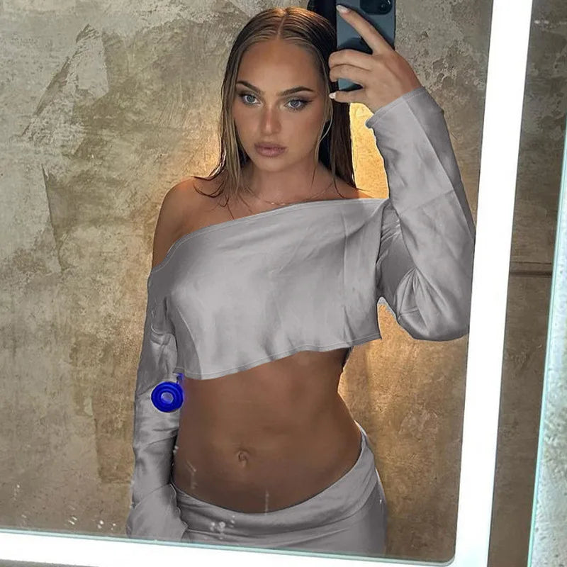 Raven Off-Shoulder Top & Long Skirt Set