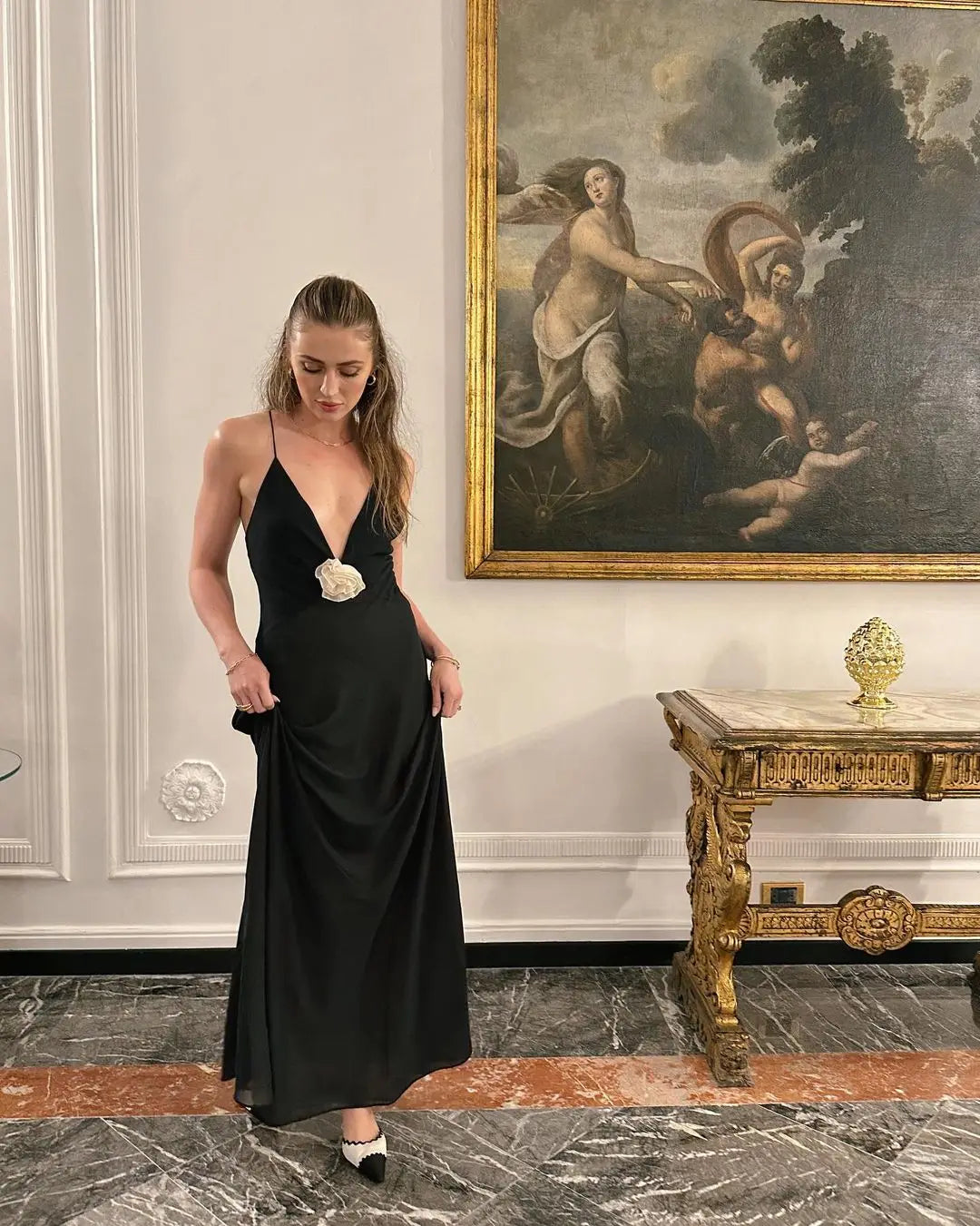 Kenzie Satin V-Neck Dress