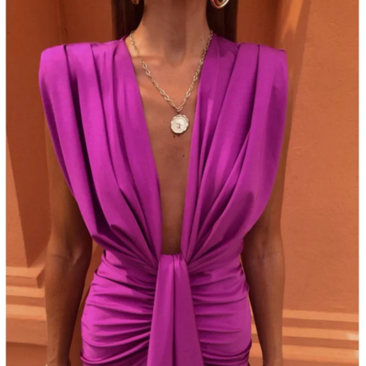 Calliope Ruffle High-Slit Dress