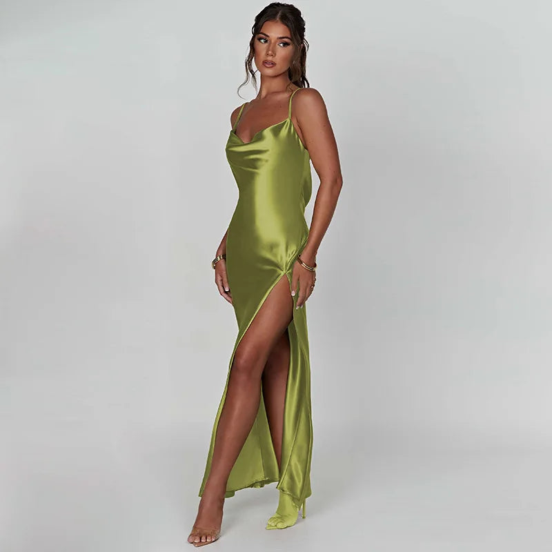 Indie Simple Satin Dress