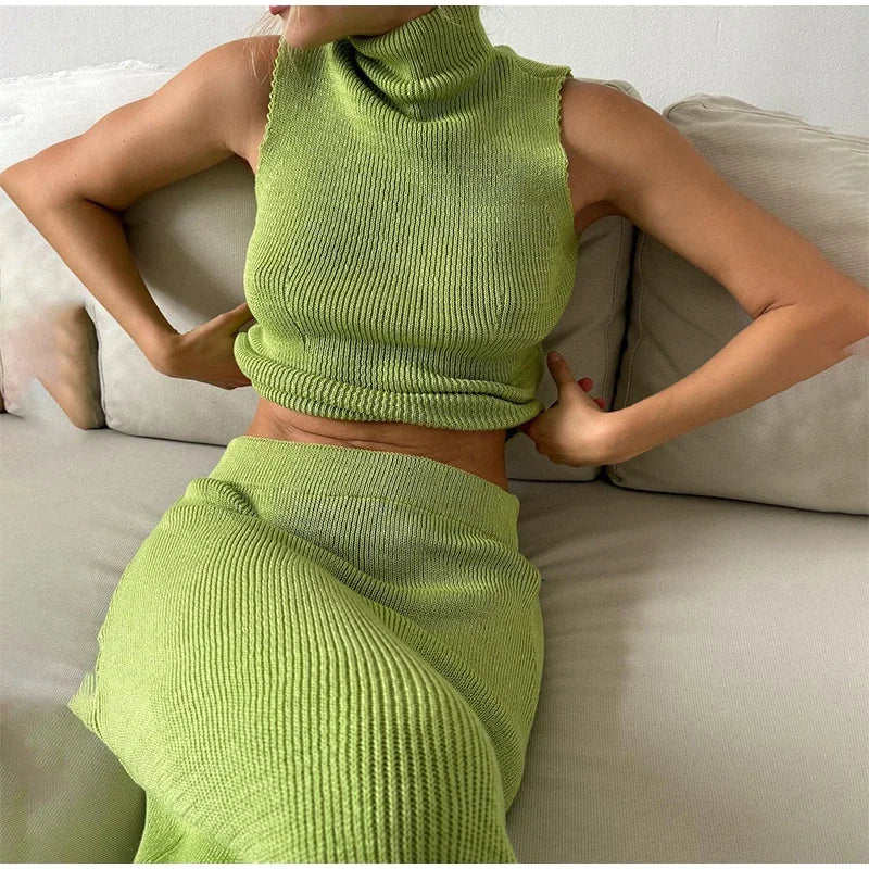 Brooklyn Turtle-neck Top & Skirt Set