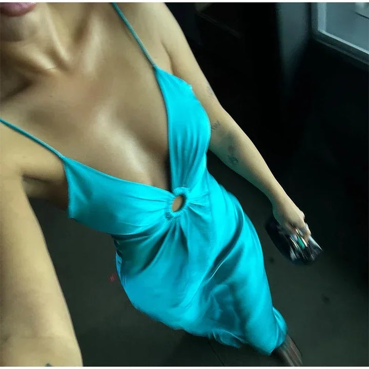 Amelie V-Neck Satin Dress