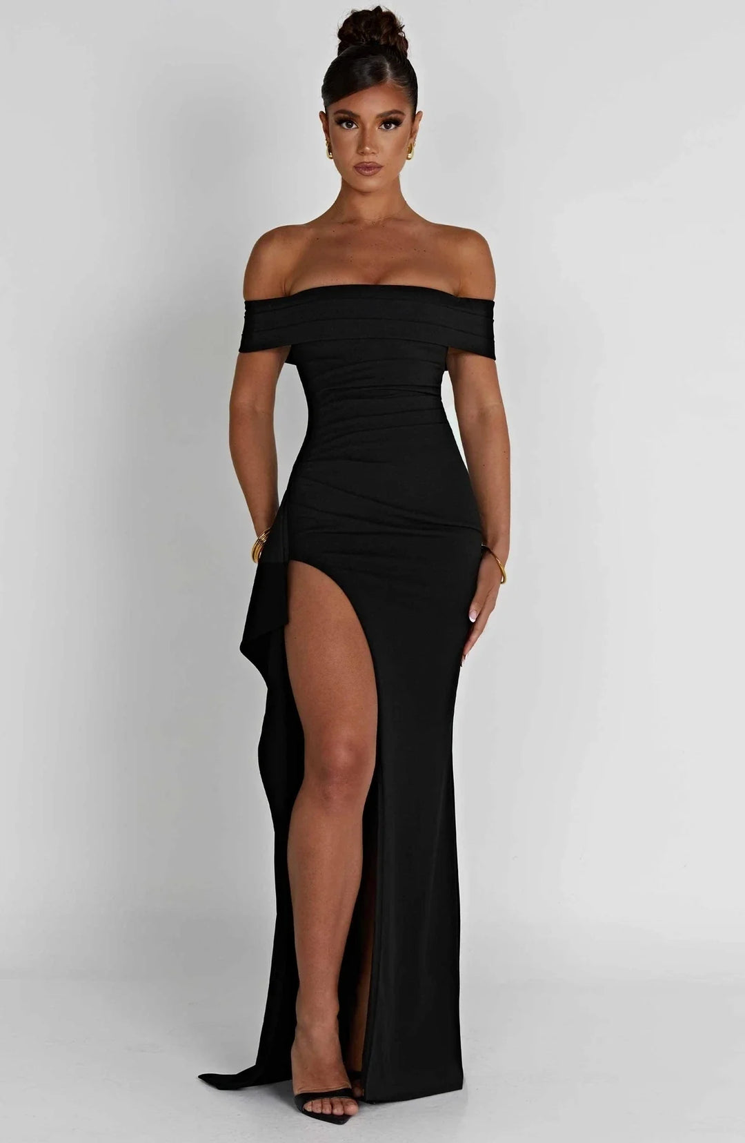 Madilynn High-Slit Off-Shoulder Dress