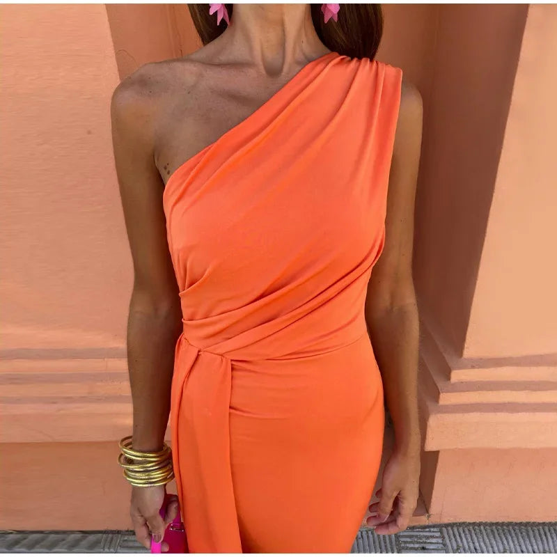 Dallas Slanted Ruffle Dress