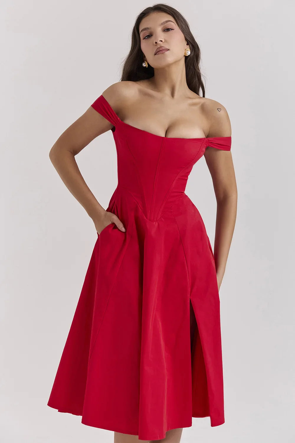 Maxine Off-Shoulder Midi Dress