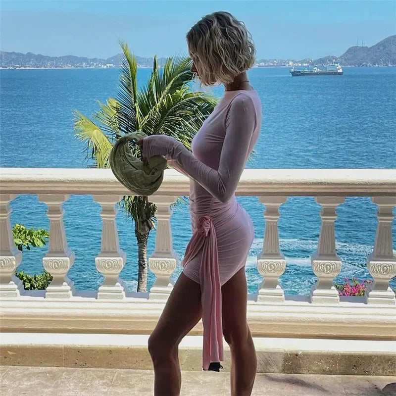 Beatrice Ruffle Satin Mini Dress