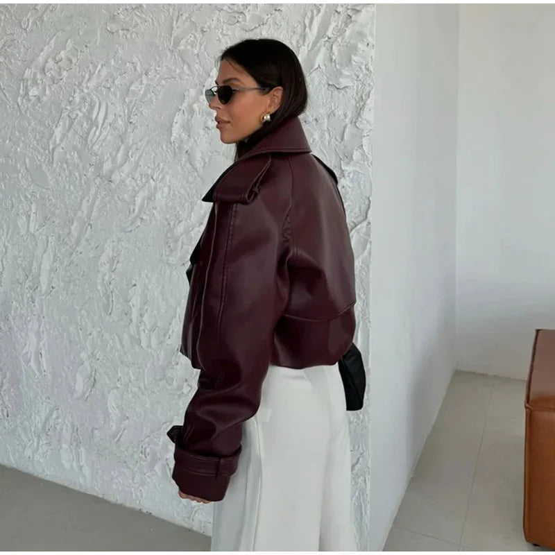 Eliza Button-Up Leather Jacket